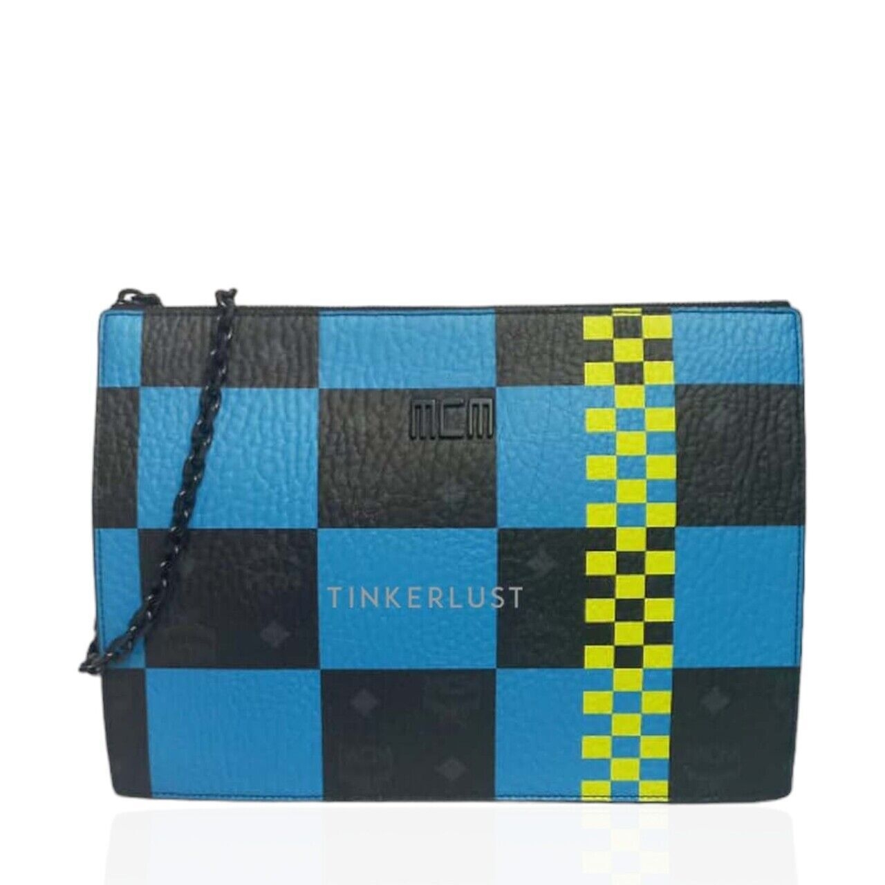 MCM Checkerboard Blue & Black Leather 2023 Clutch