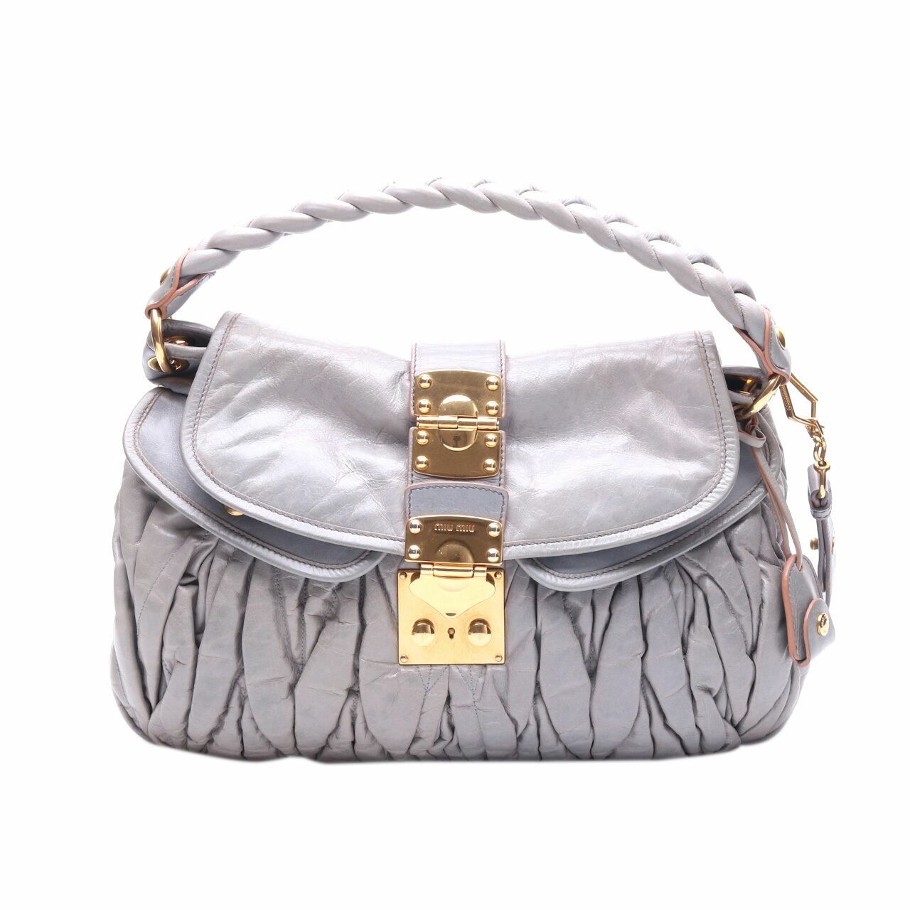 Miu Miu Astro Matelasse Lux Nappa Leather Coffer Grey Hobo Shoulder bag 