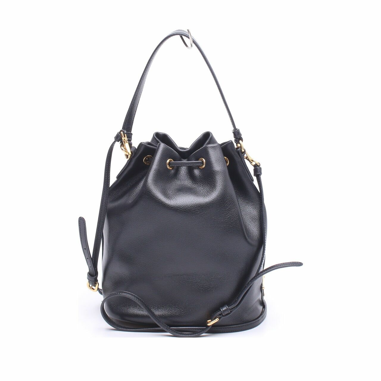 Prada Women's Sechiello Nero Black Glace Calf Leather Bucket Bag