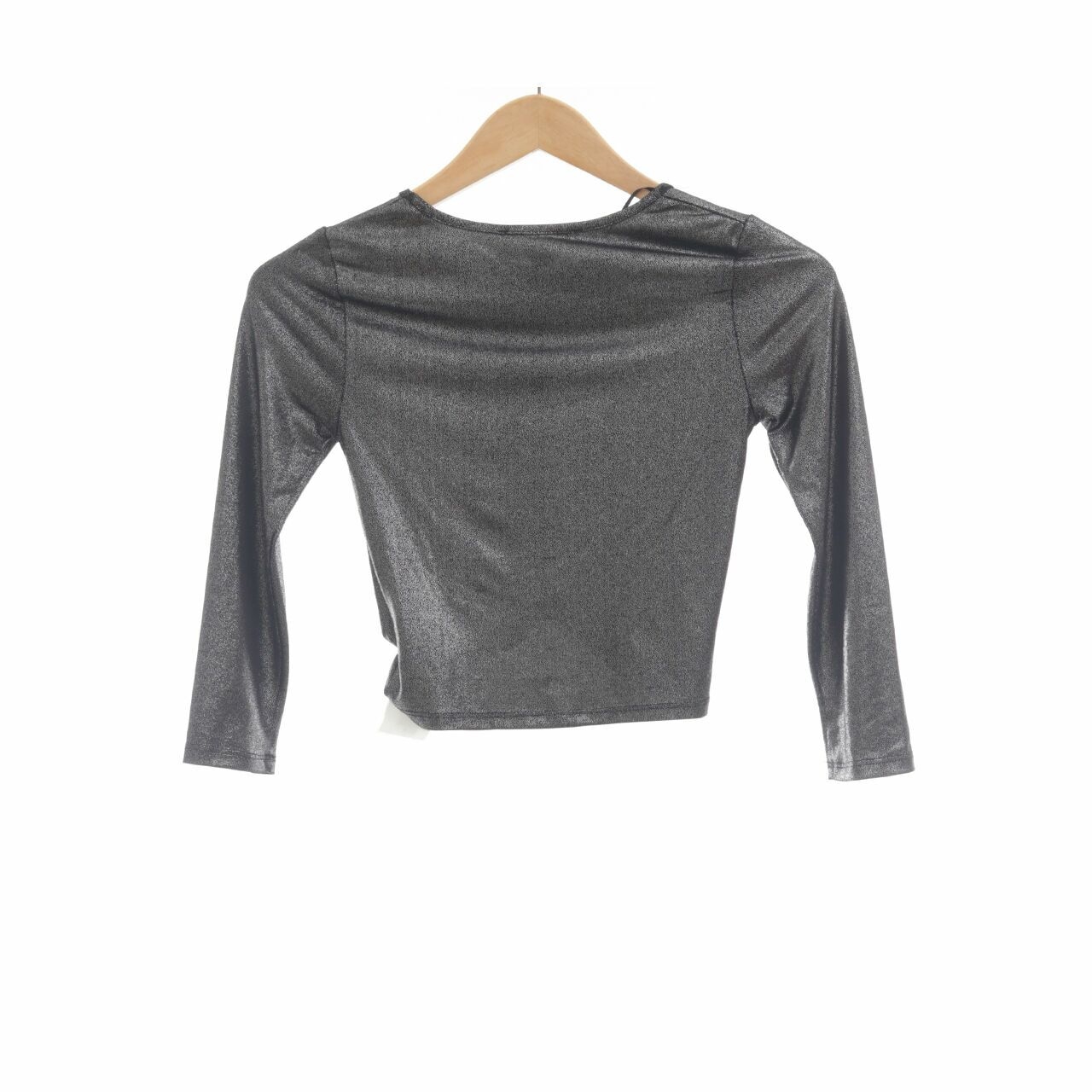 Atmosphere Silver Metallic Crop Blouse