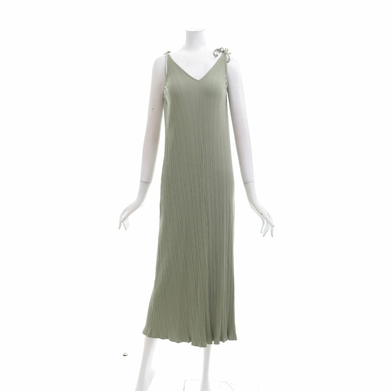 H&M Green Pleated Midi Dress