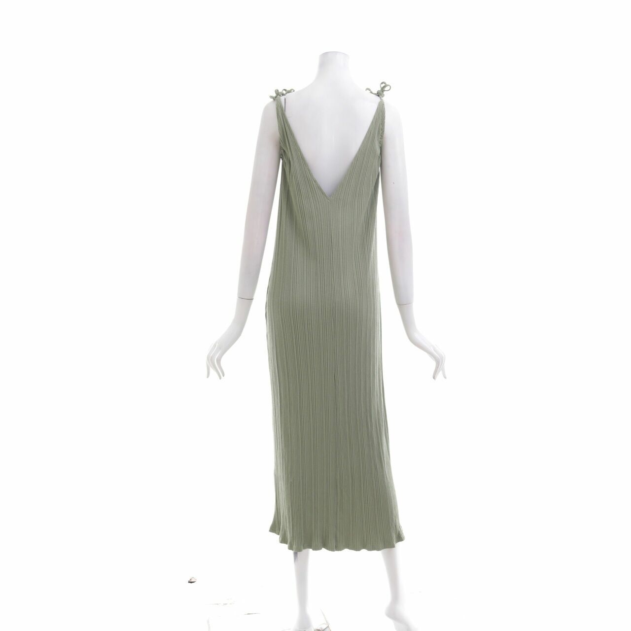 H&M Green Pleated Midi Dress