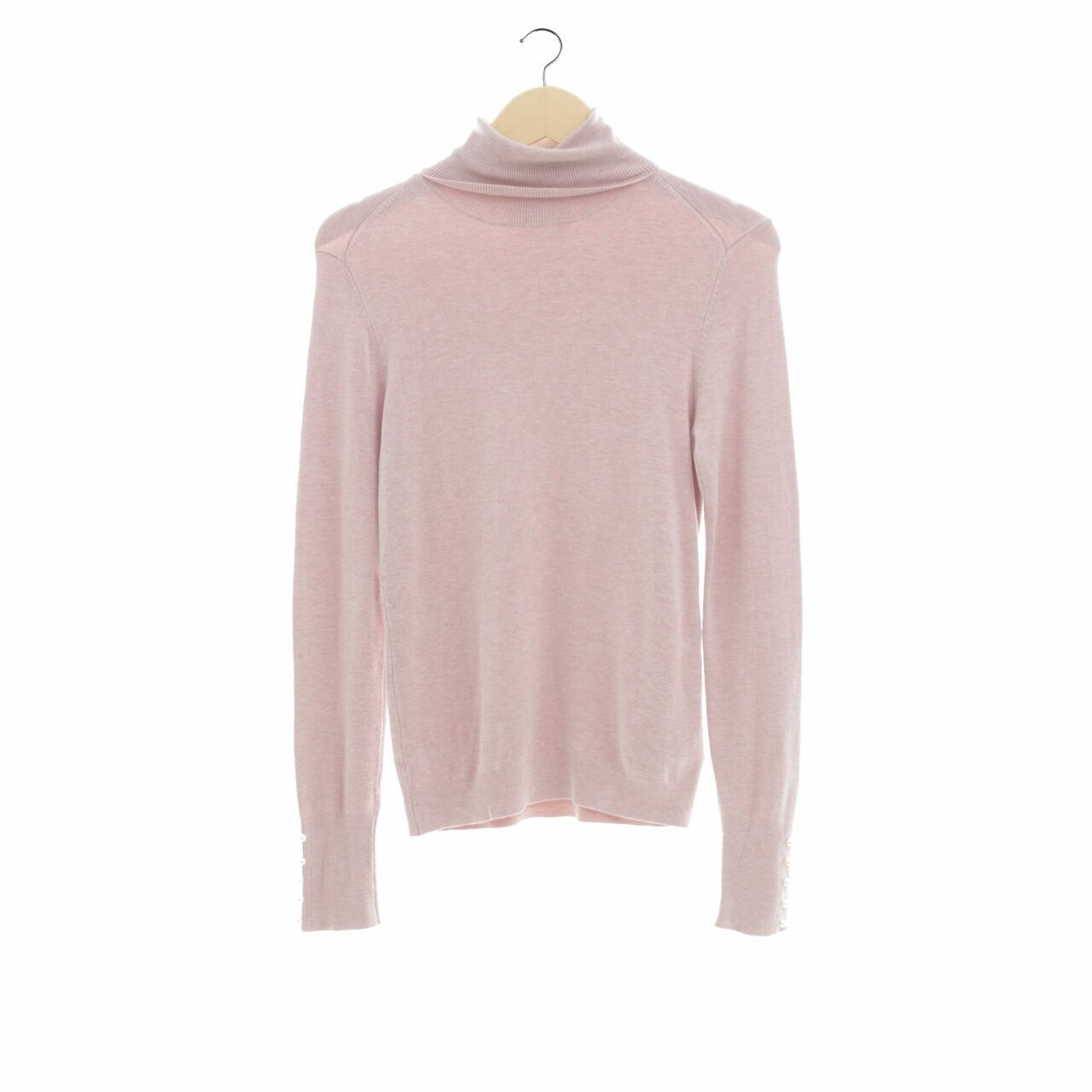 Zara Dusty Pink Turtle Neck Pearl Sweater