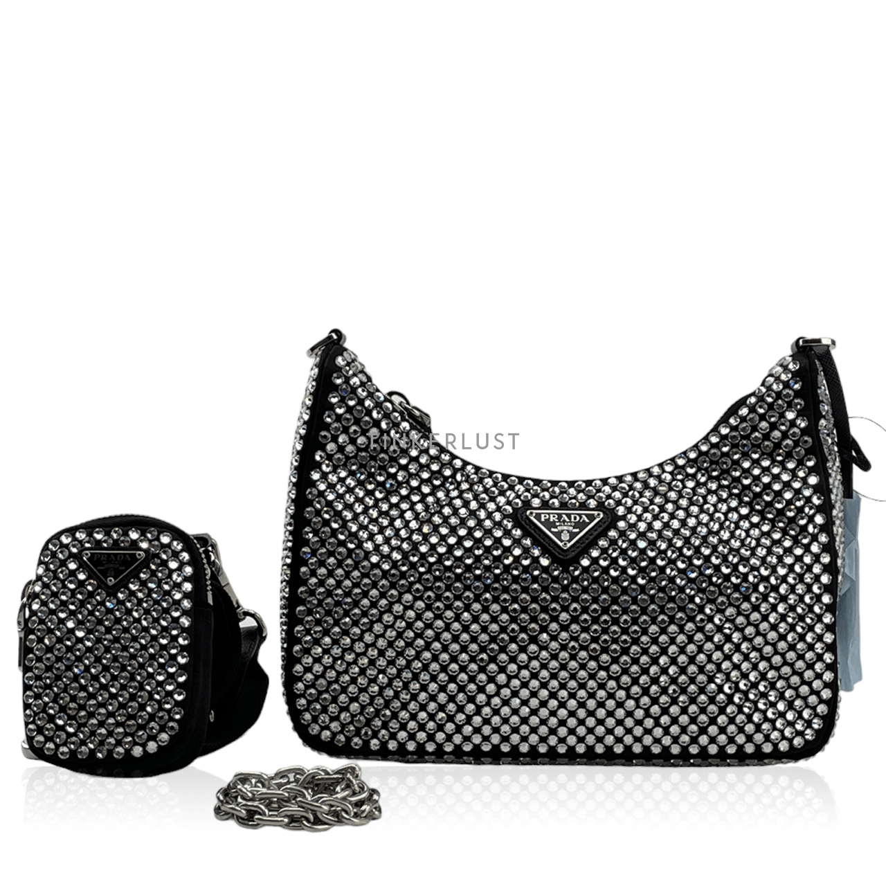 Prada Re-Edition 2005 Satin Bag with Crystals Sling Bag