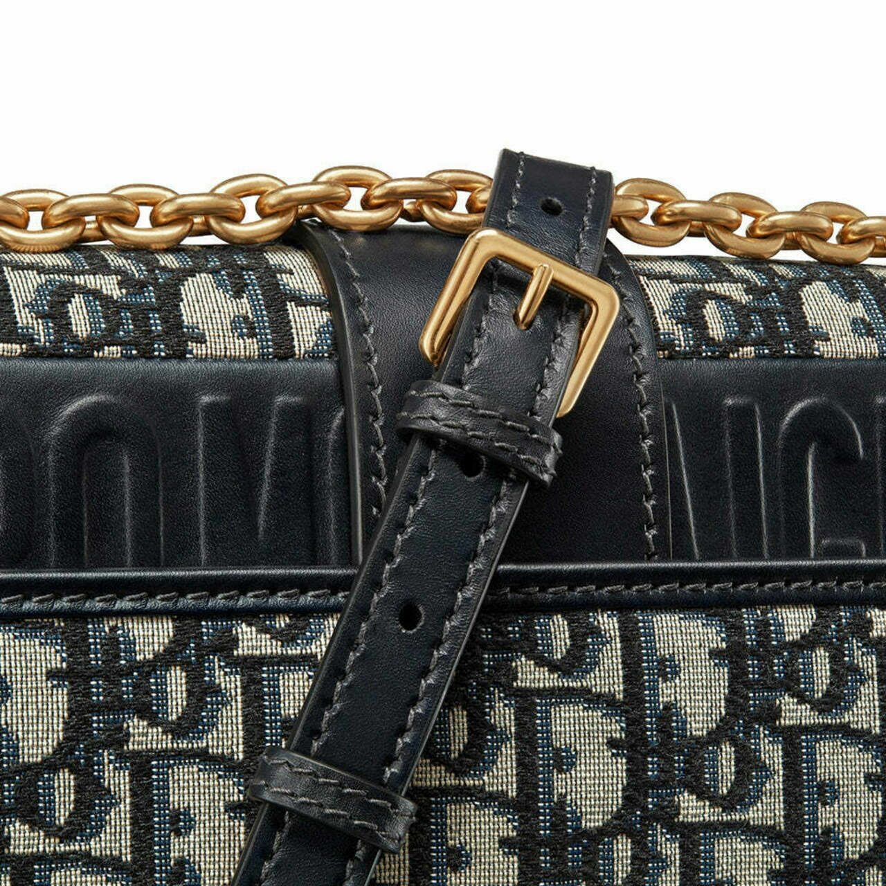 Christian Dior 30 Montaigne Chain Bag Oblique Jacquard Blue