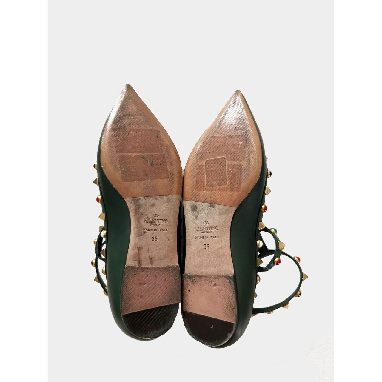 Rockstuds Caged Flats Valentino Garavani Green Flats