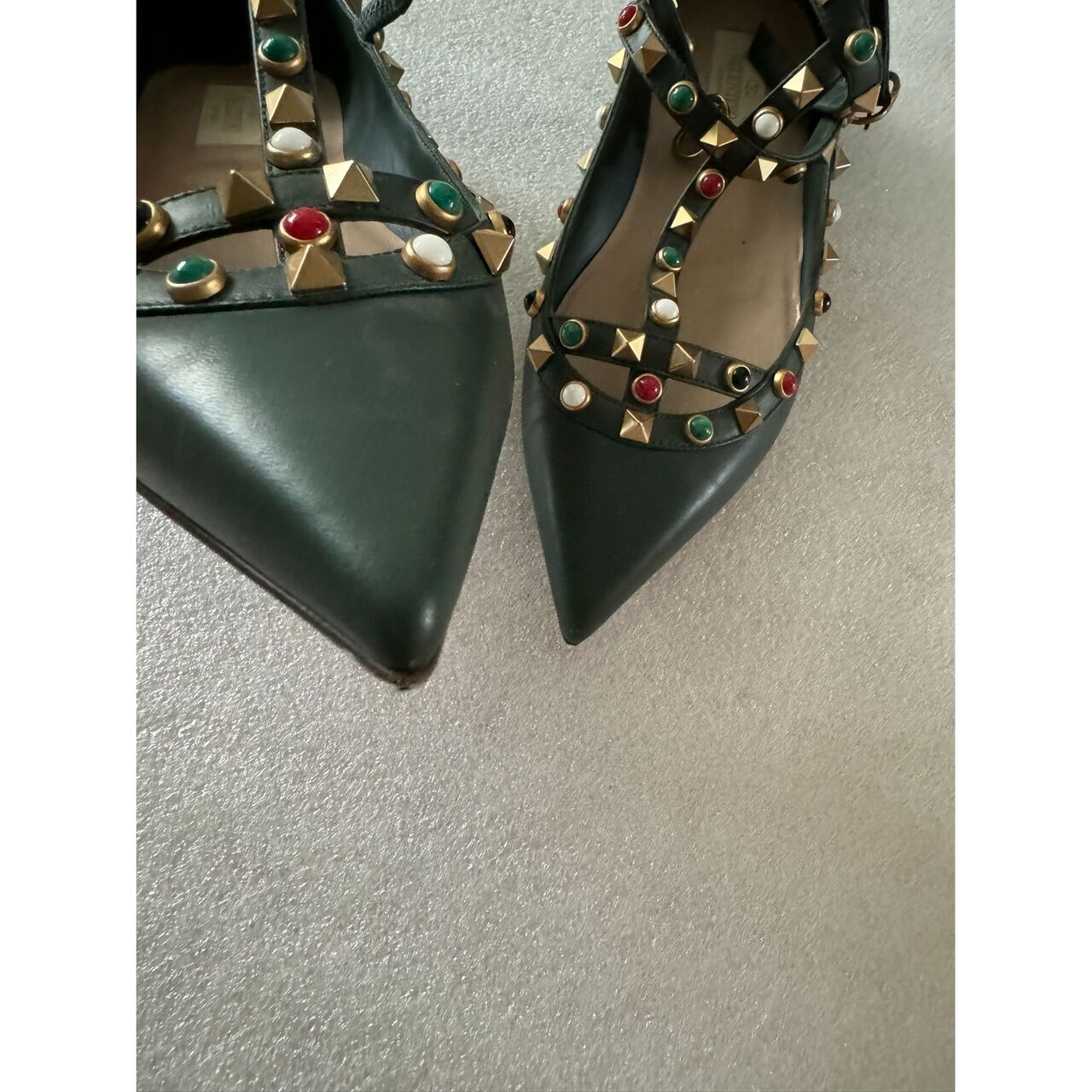 Rockstuds Caged Flats Valentino Garavani Green Flats