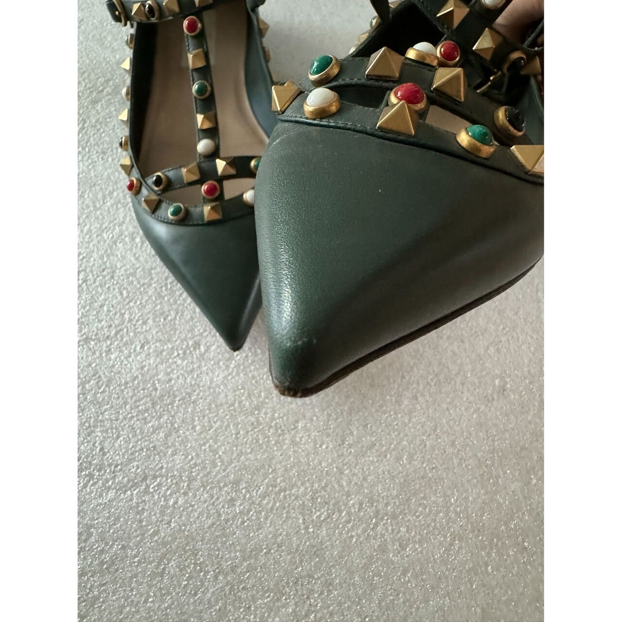 Rockstuds Caged Flats Valentino Garavani Green Flats