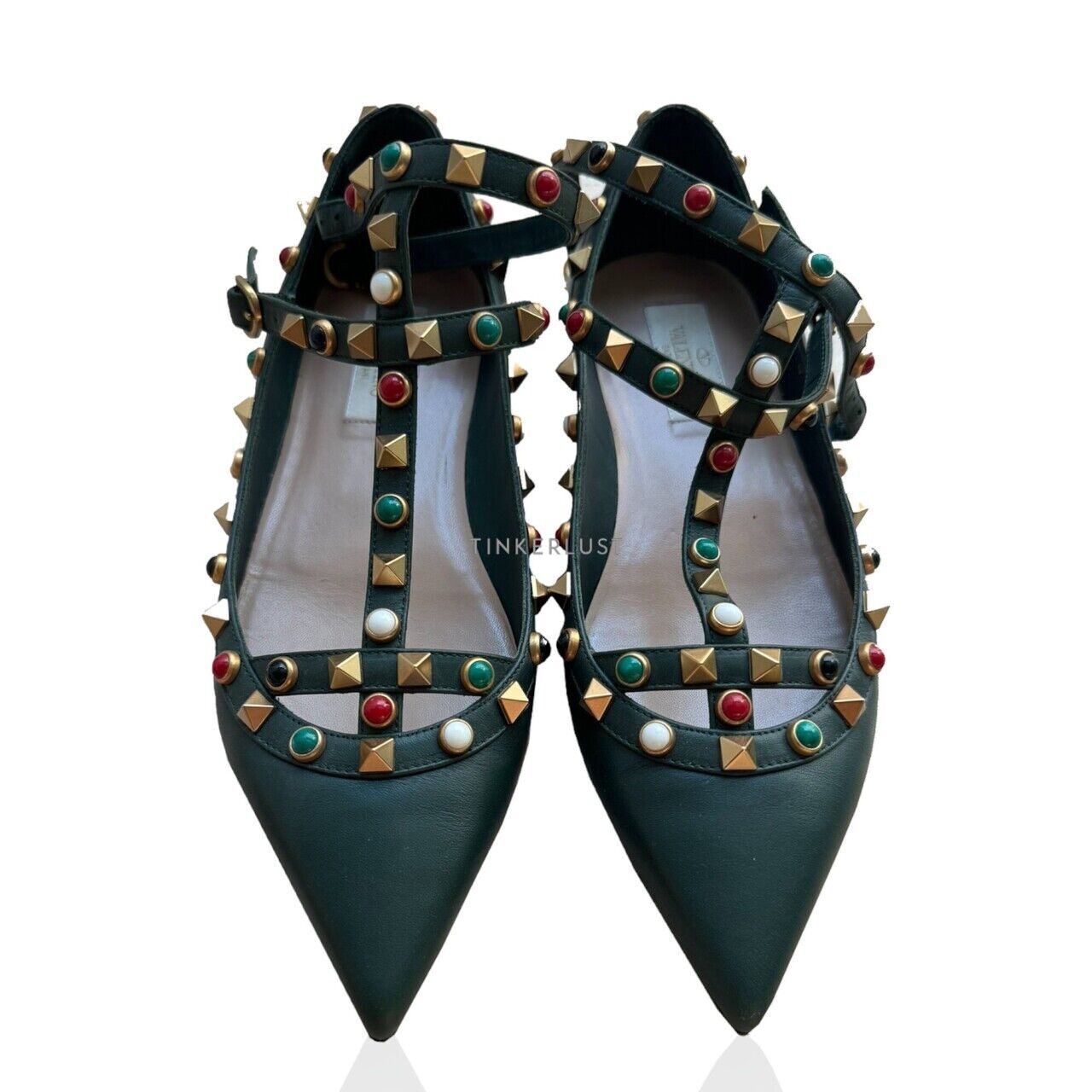 Rockstuds Caged Flats Valentino Garavani Green Flats