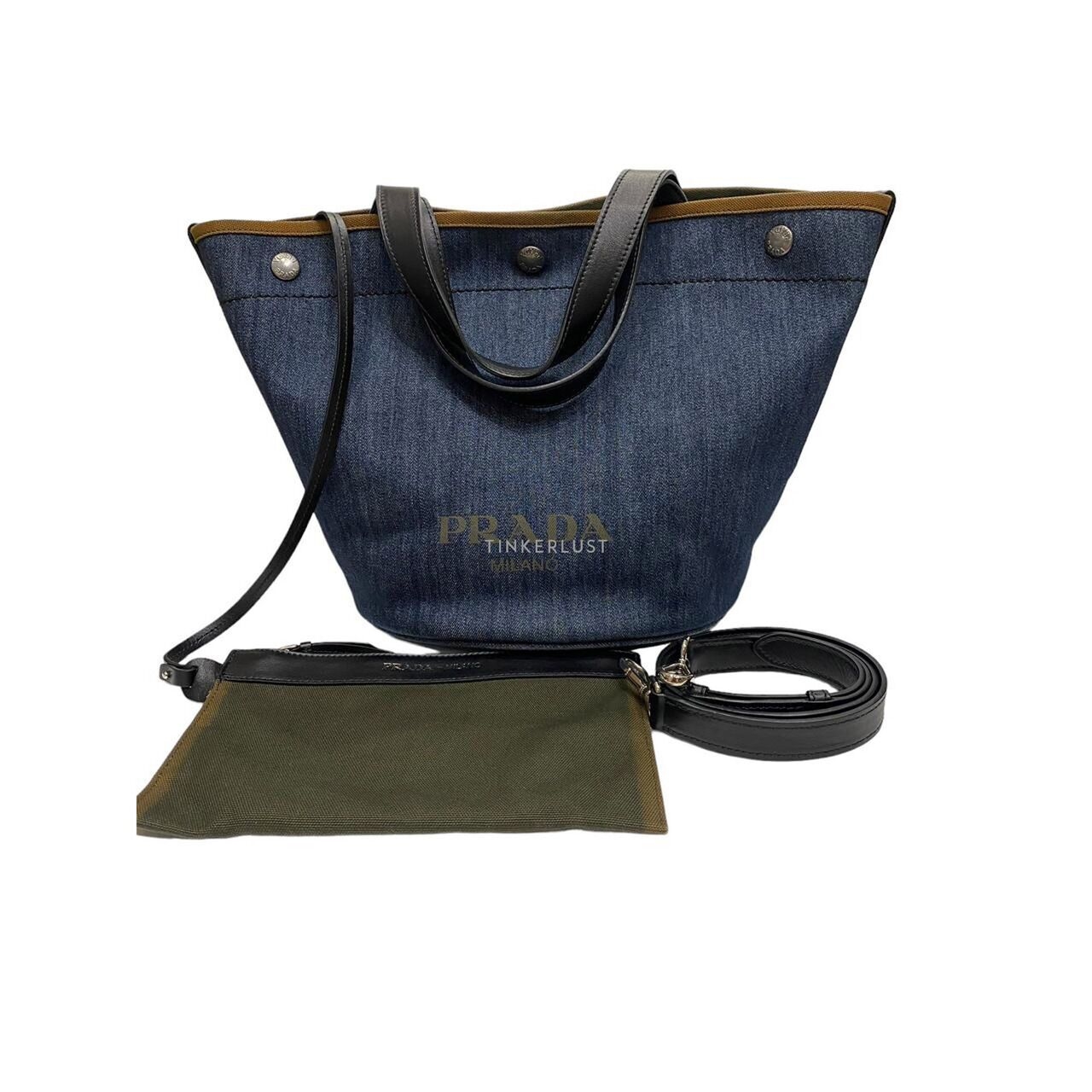 Prada Denim Bucket Bag Satchel