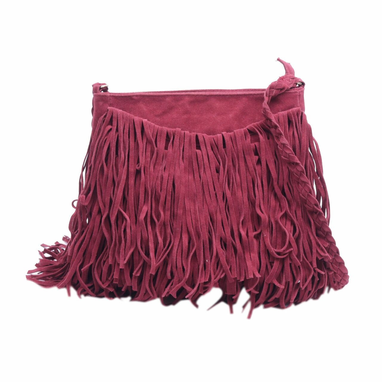 Rubi Maroon Fringe Sling Bag