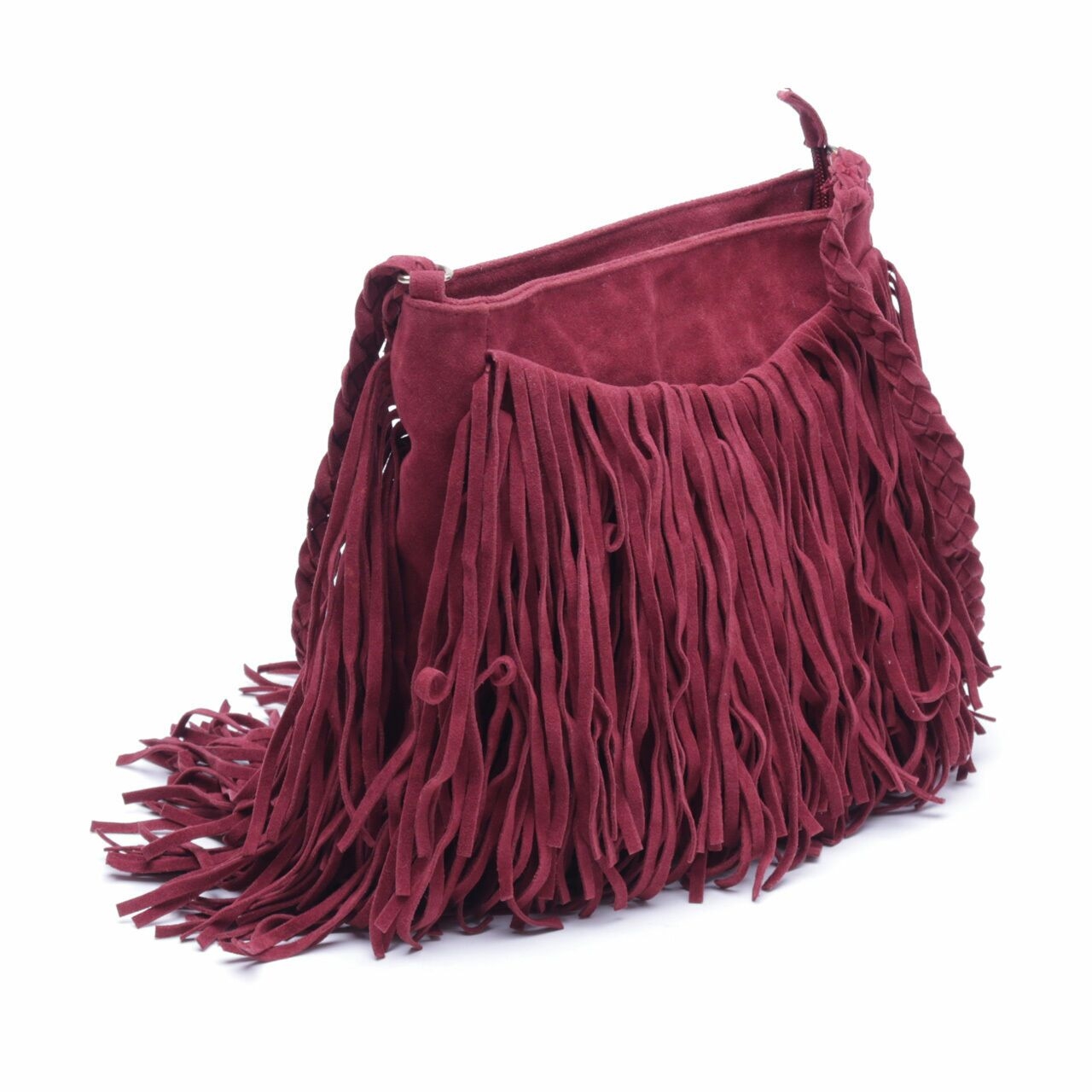 Rubi Maroon Fringe Sling Bag