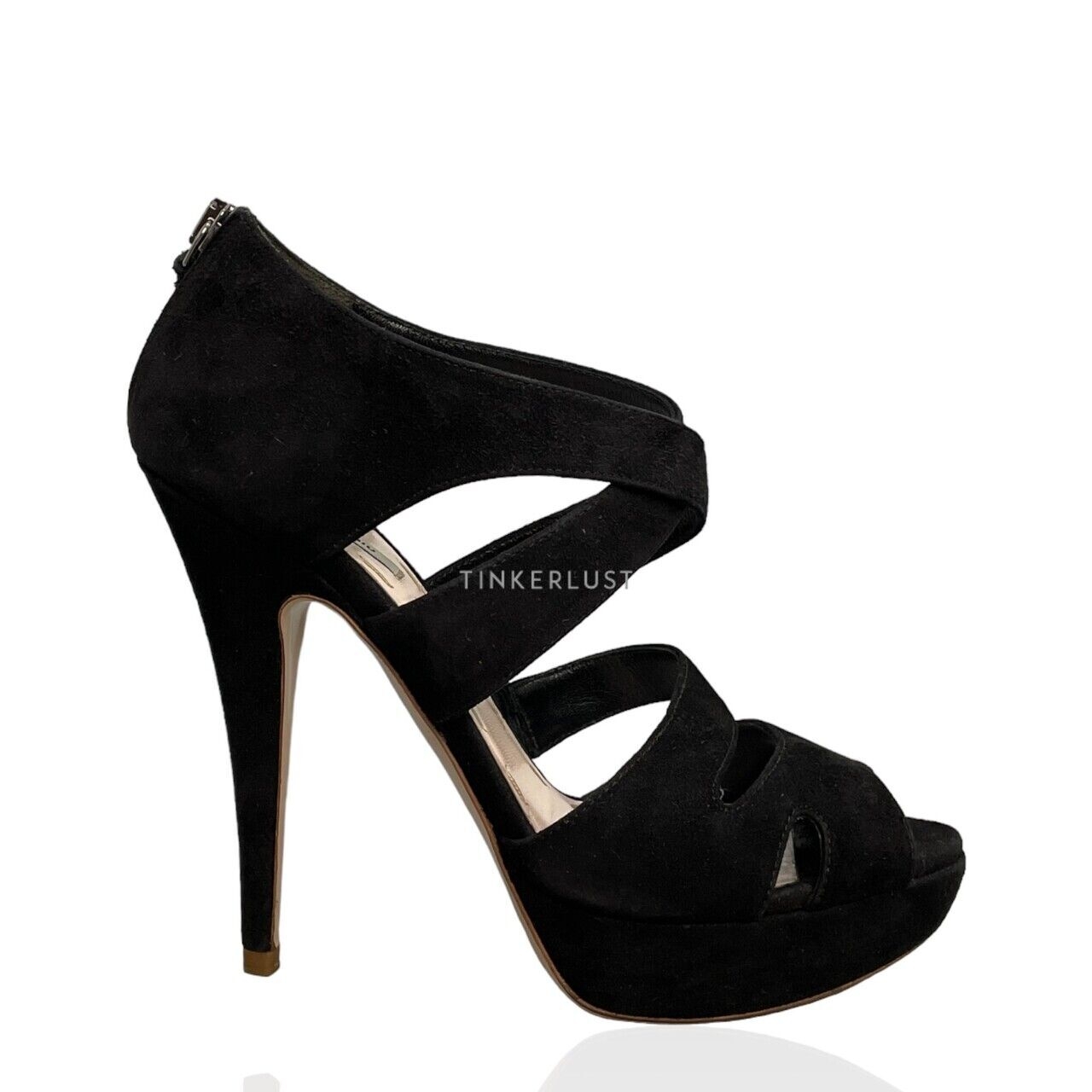 Miu Miu Camoscio Suede Black Strappy Heels