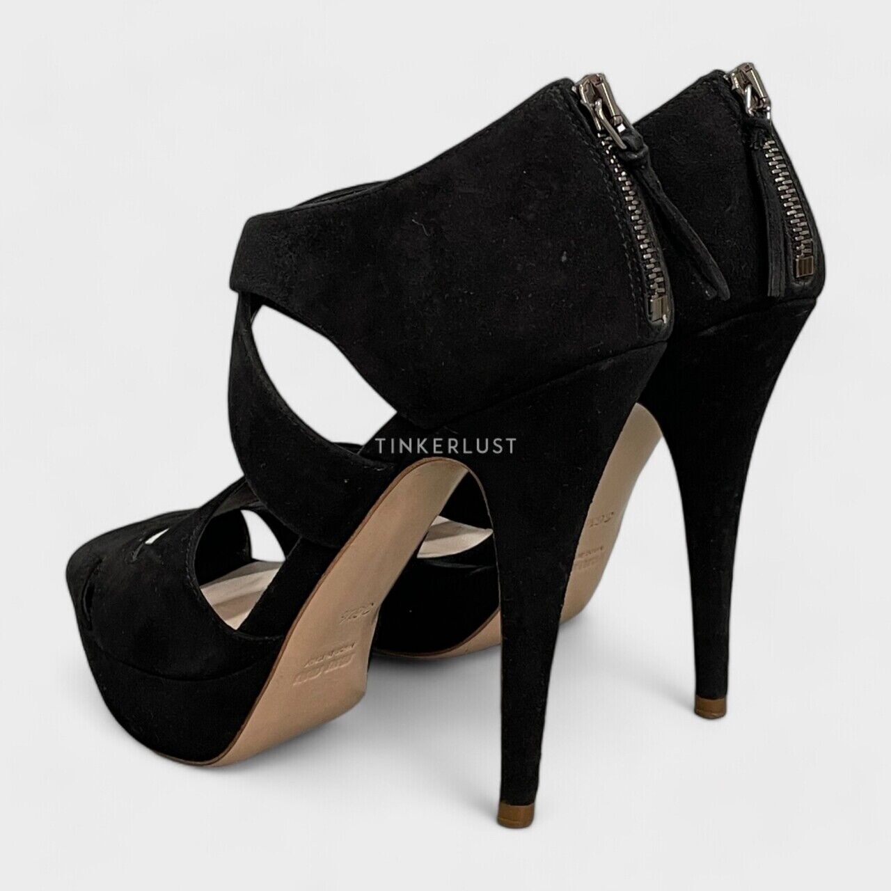 Miu Miu Camoscio Suede Black Strappy Heels