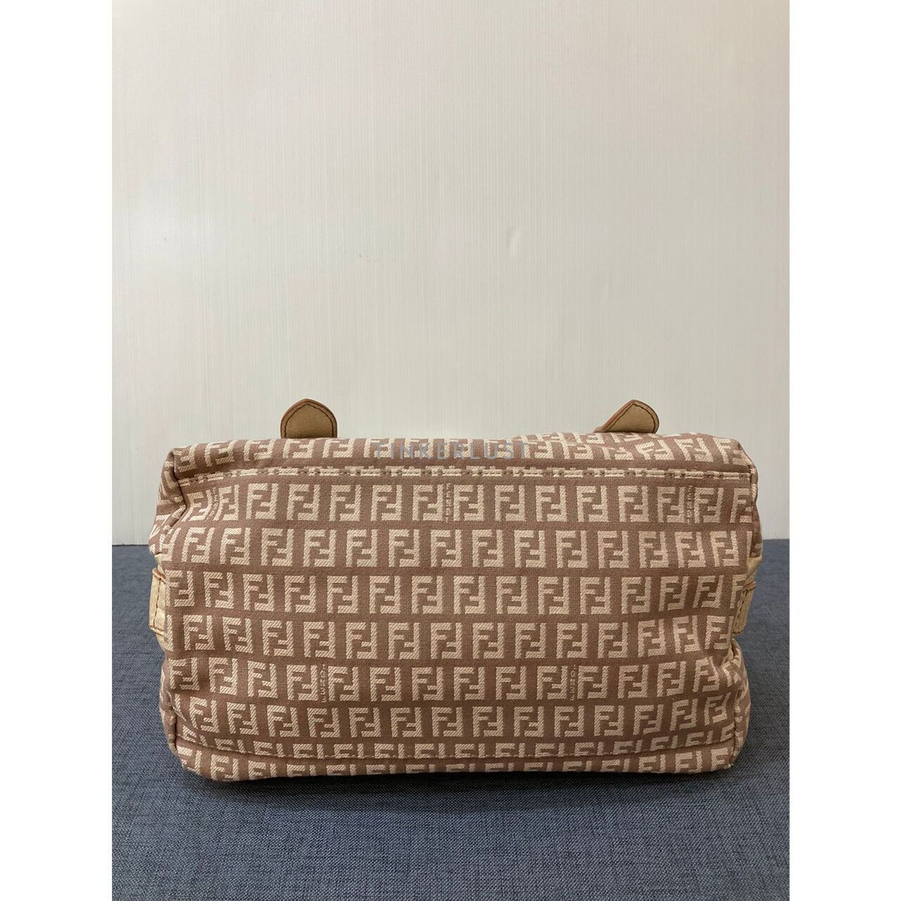 Fendi FF Monogram Cream Canvas & Leather Shoulder Bag