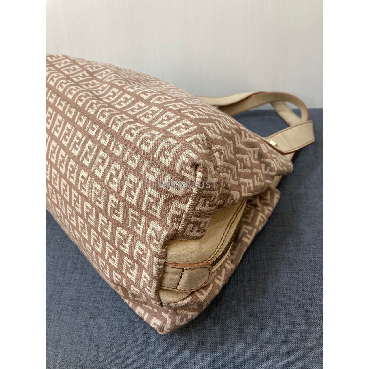 Fendi FF Monogram Cream Canvas & Leather Shoulder Bag