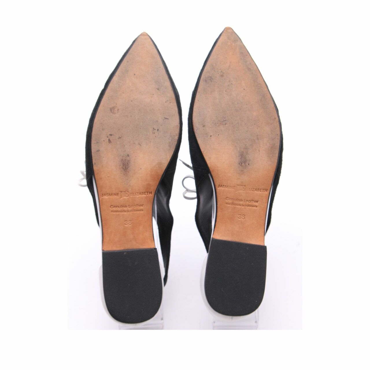 Jasmine Elizabeth Pointy Black and White Suede Tie Flats