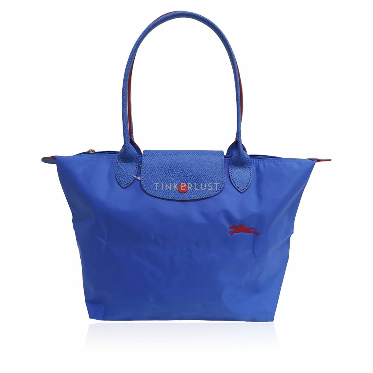 Longchamp Le Pliage Club Blue Myosotis Medium Long Handle Shoulder Bag