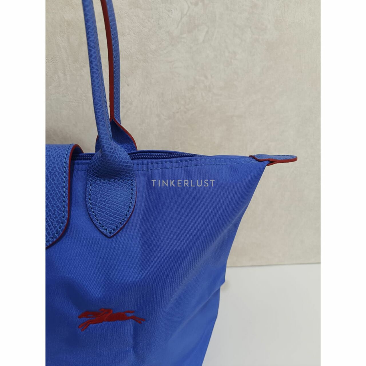 Longchamp Le Pliage Club Blue Myosotis Medium Long Handle Shoulder Bag