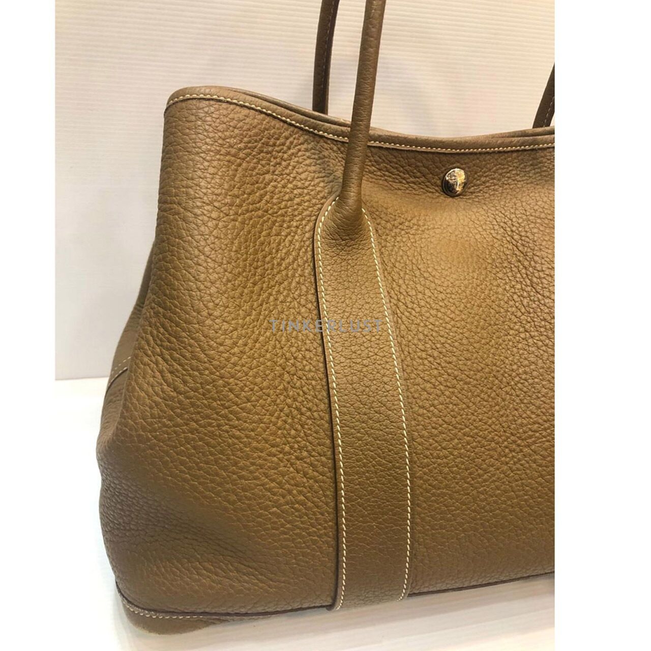 Hermes Garden Party 36 Clemence Leather British Khaki #Q Square 2013 Tote Bag 