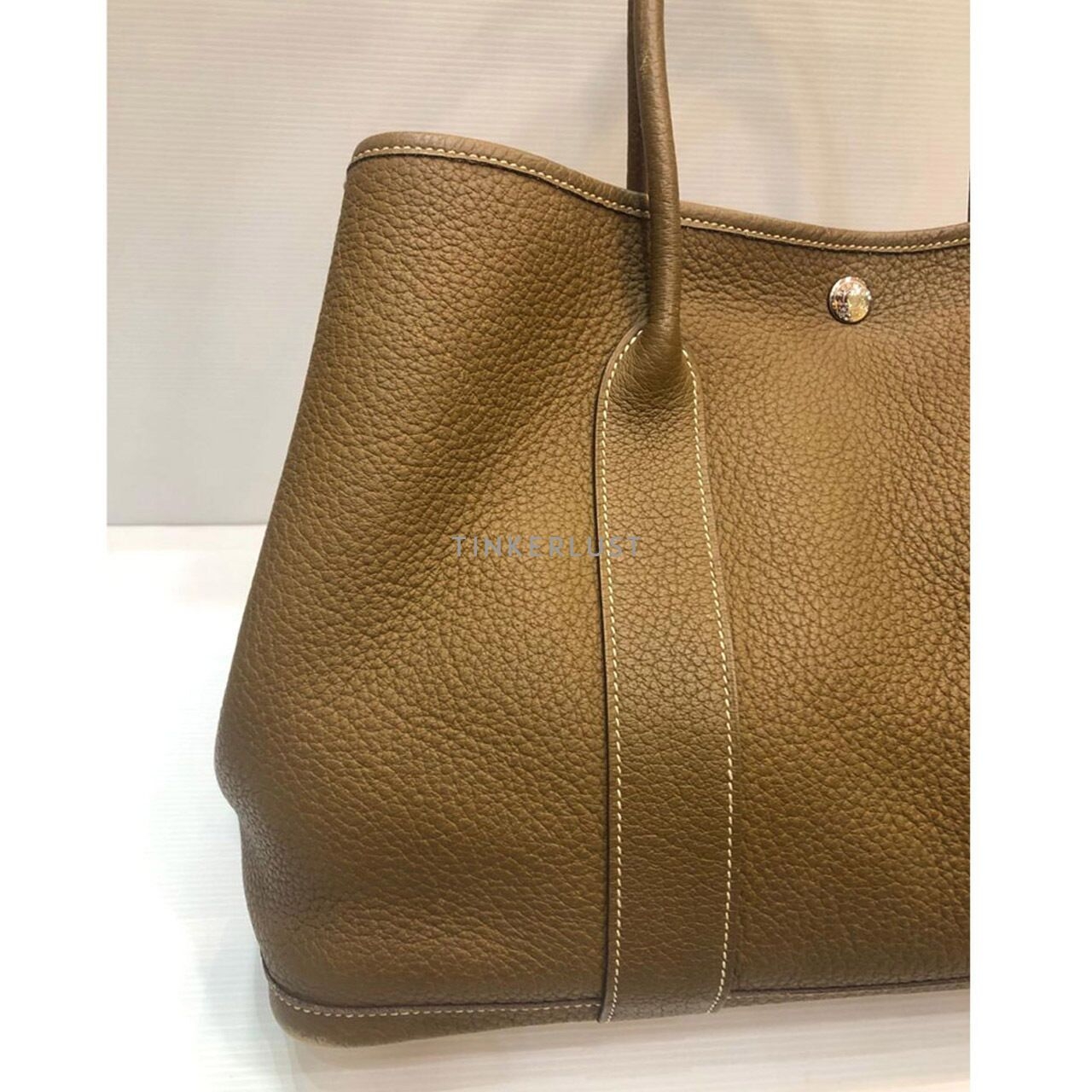 Hermes Garden Party 36 Clemence Leather British Khaki #Q Square 2013 Tote Bag 