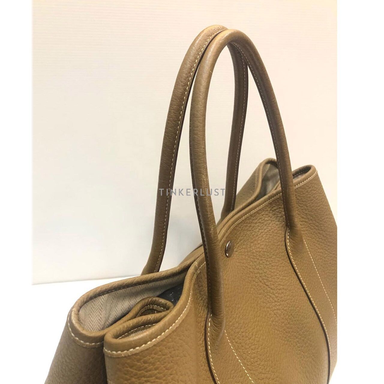 Hermes Garden Party 36 Clemence Leather British Khaki #Q Square 2013 Tote Bag 