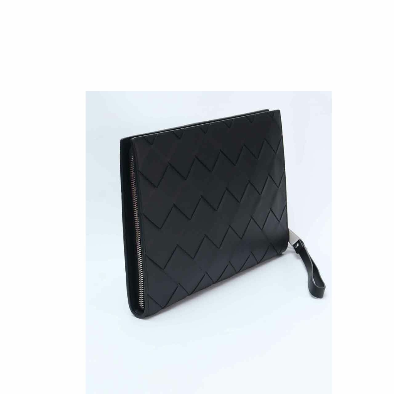 Bottega Veneta Black Leather Clutch