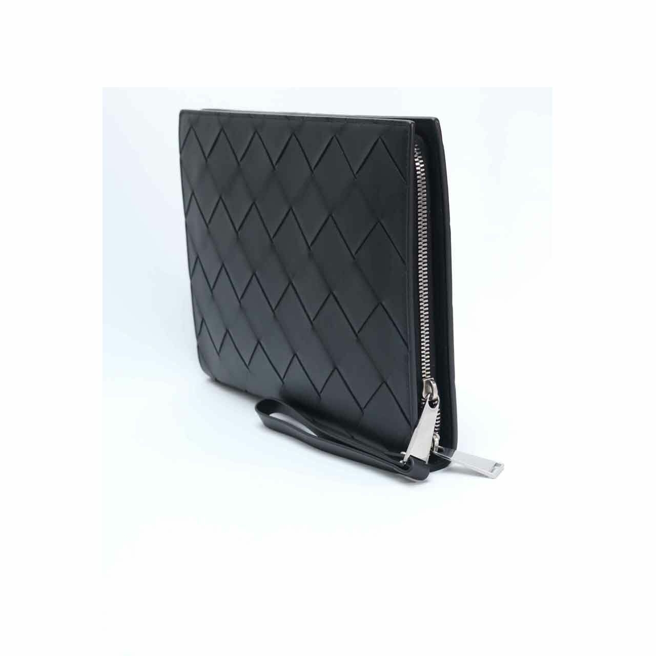 Bottega Veneta Black Leather Clutch