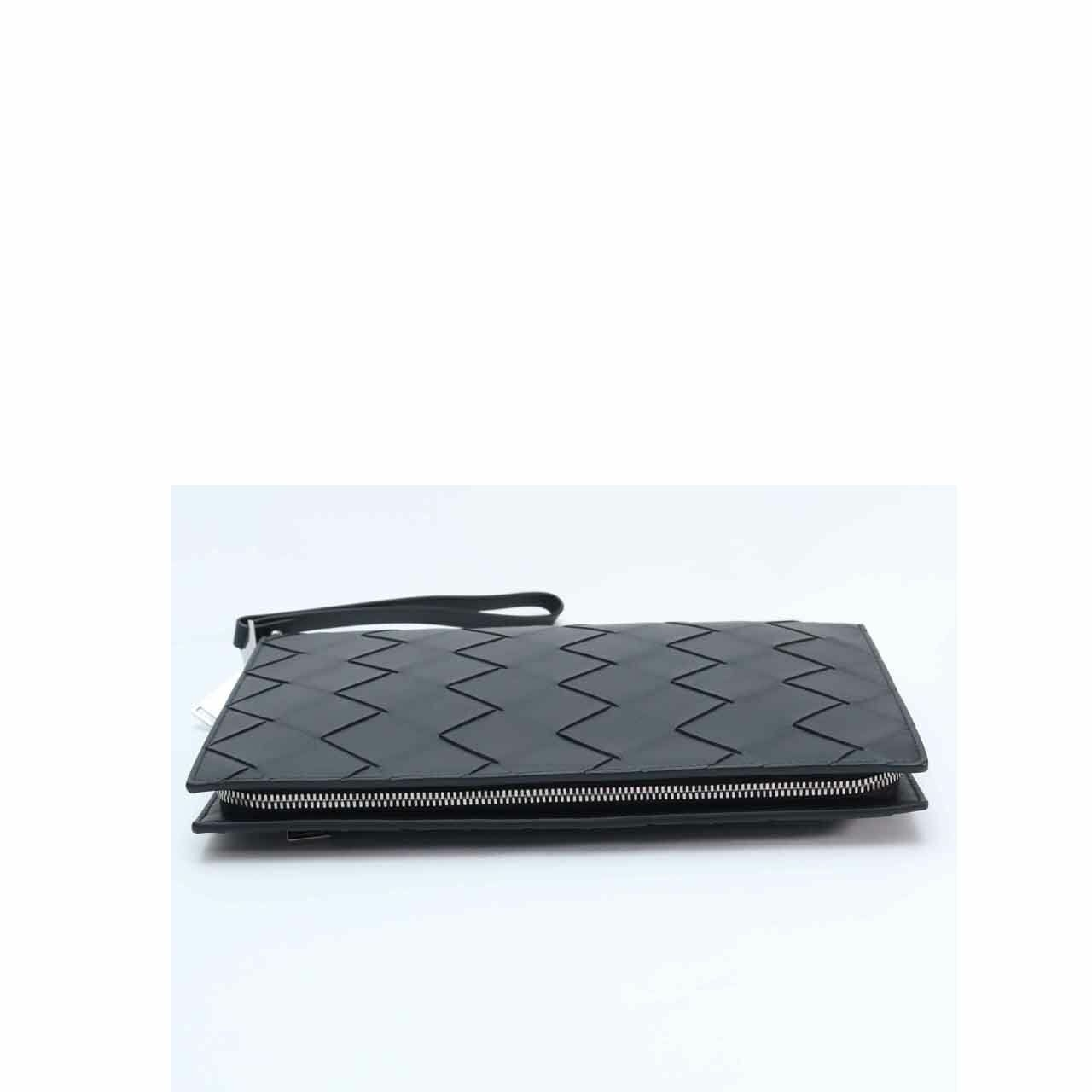 Bottega Veneta Black Leather Clutch