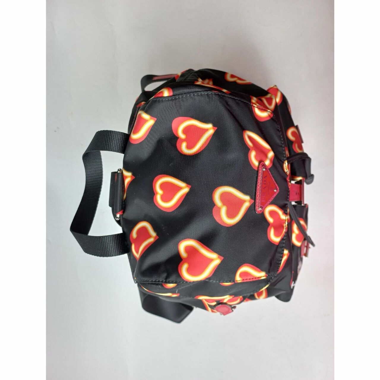 Prada 1BZ006 Tessuto Nylon Love Print Backpack Nero Backpack