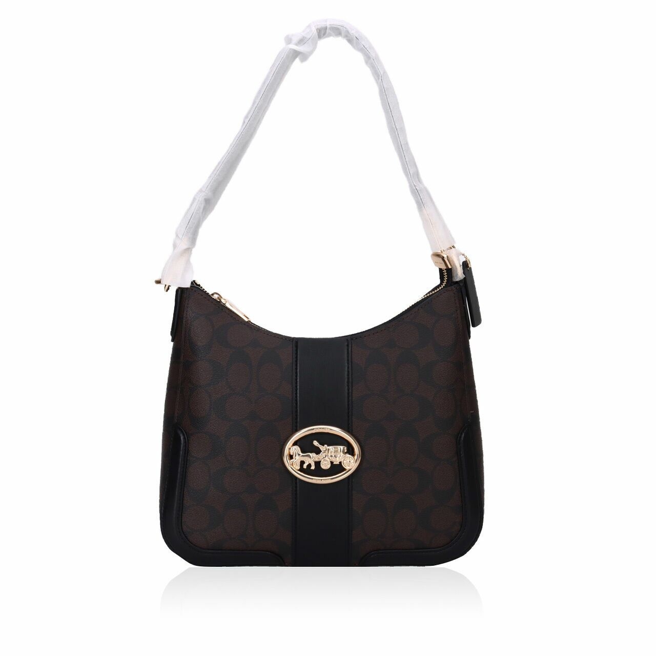 Coach C6851 Signature Georgie Hobo Brown Black Shoulder Bag