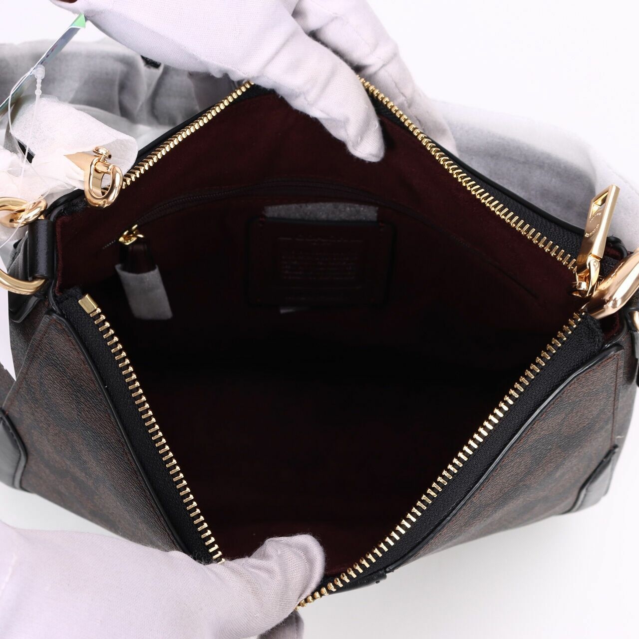 Coach C6851 Signature Georgie Hobo Brown Black Shoulder Bag