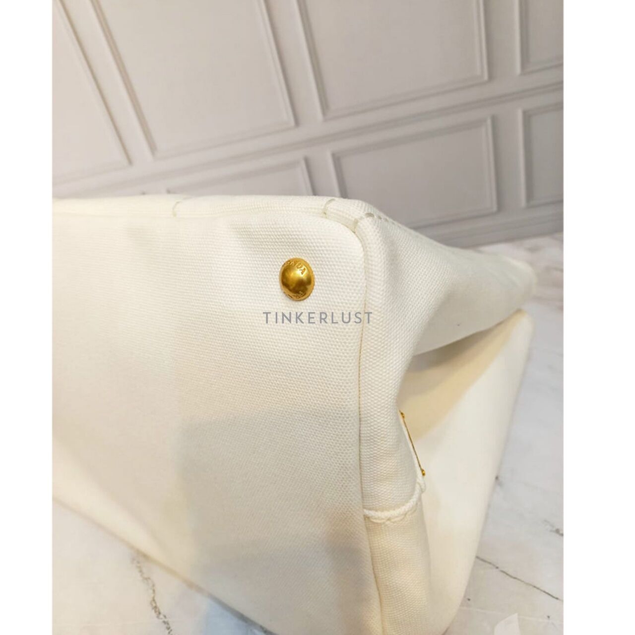 Prada Canapa White Canvas Tote Bag