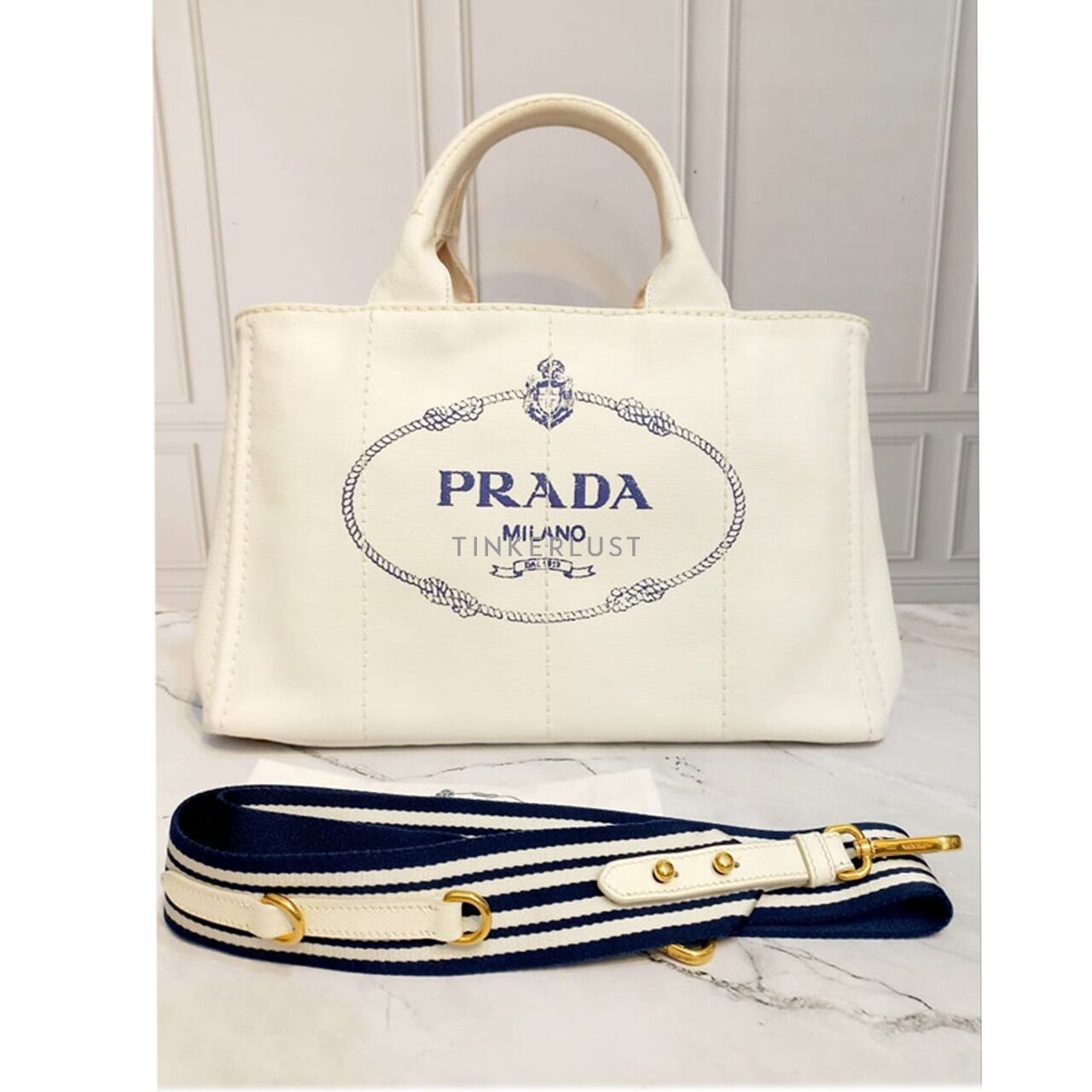 Prada Canapa White Canvas Tote Bag