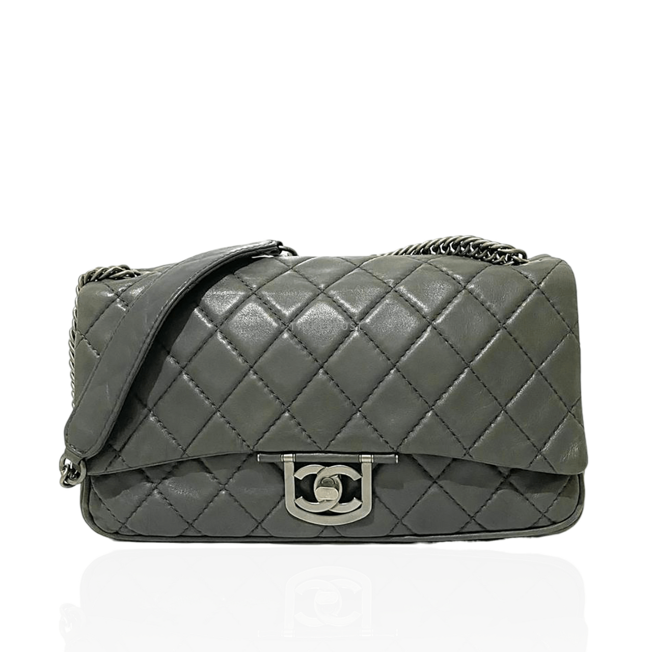 Chanel CC Grey Flap SHW #12 Shoulder Bag 