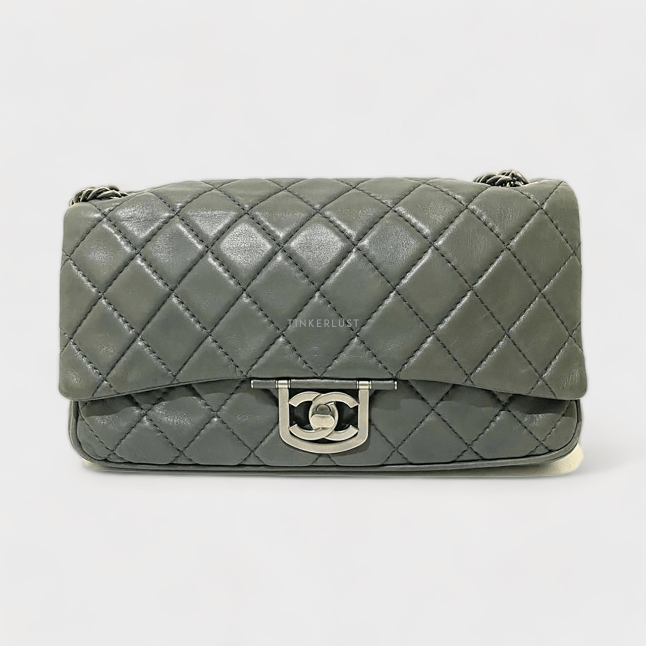 Chanel CC Grey Flap SHW #12 Shoulder Bag 