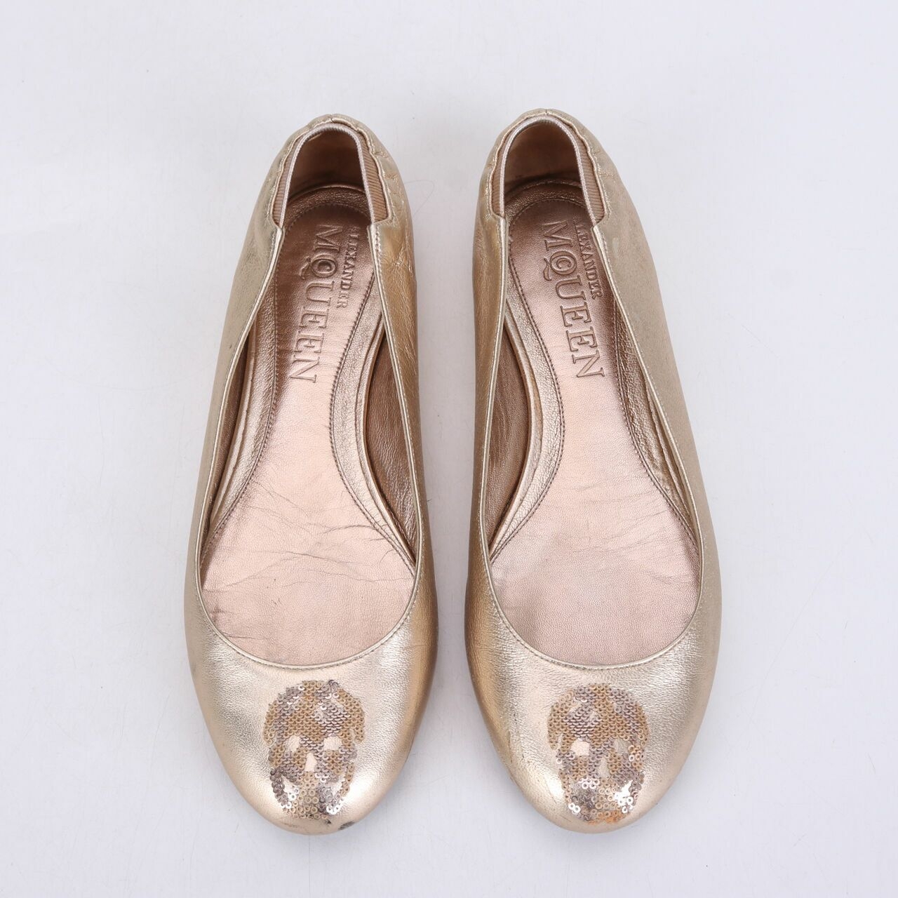 Alexander McQueen Metallic Gold Flats