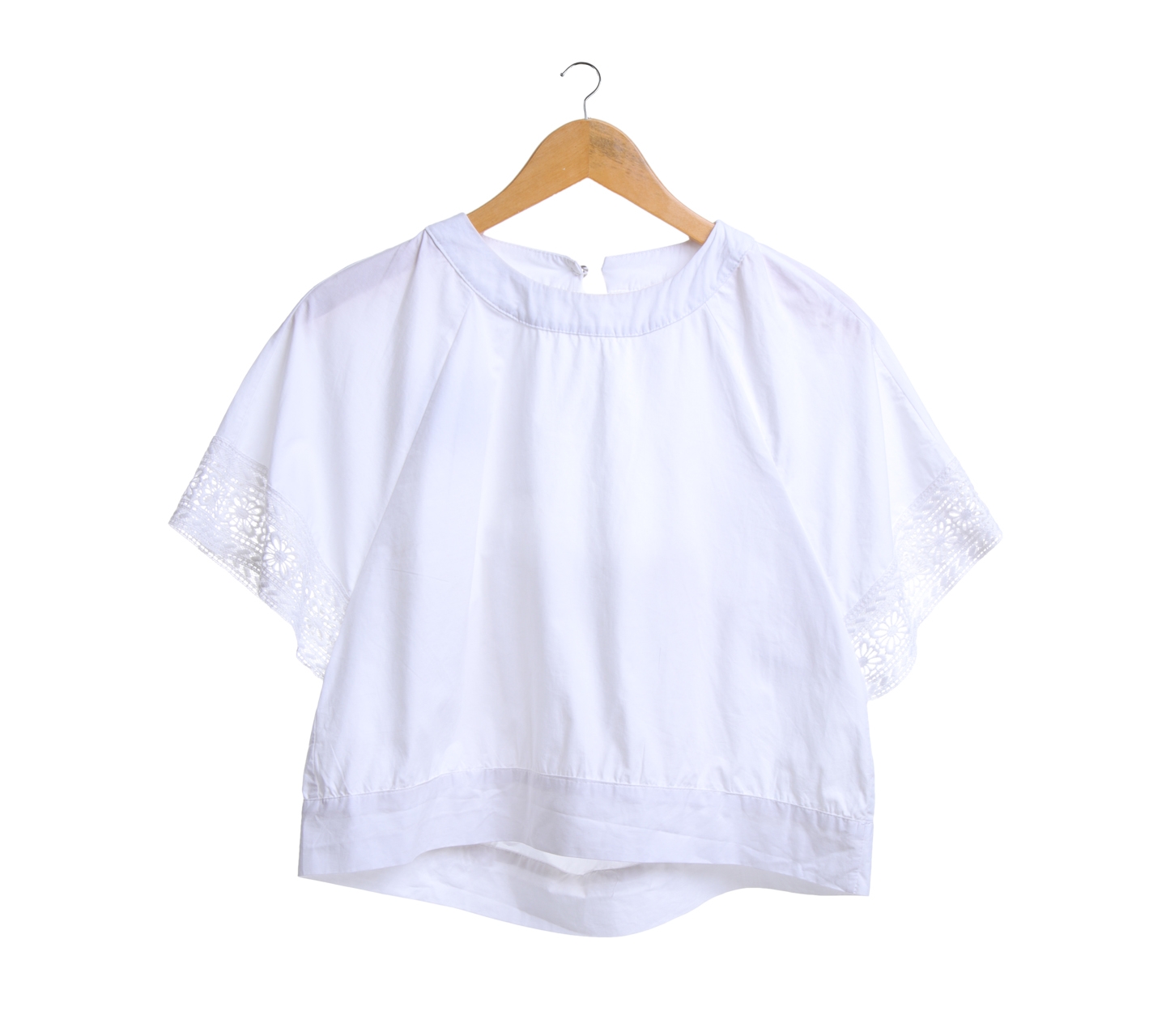 This is April White Crop Top Back Blouse