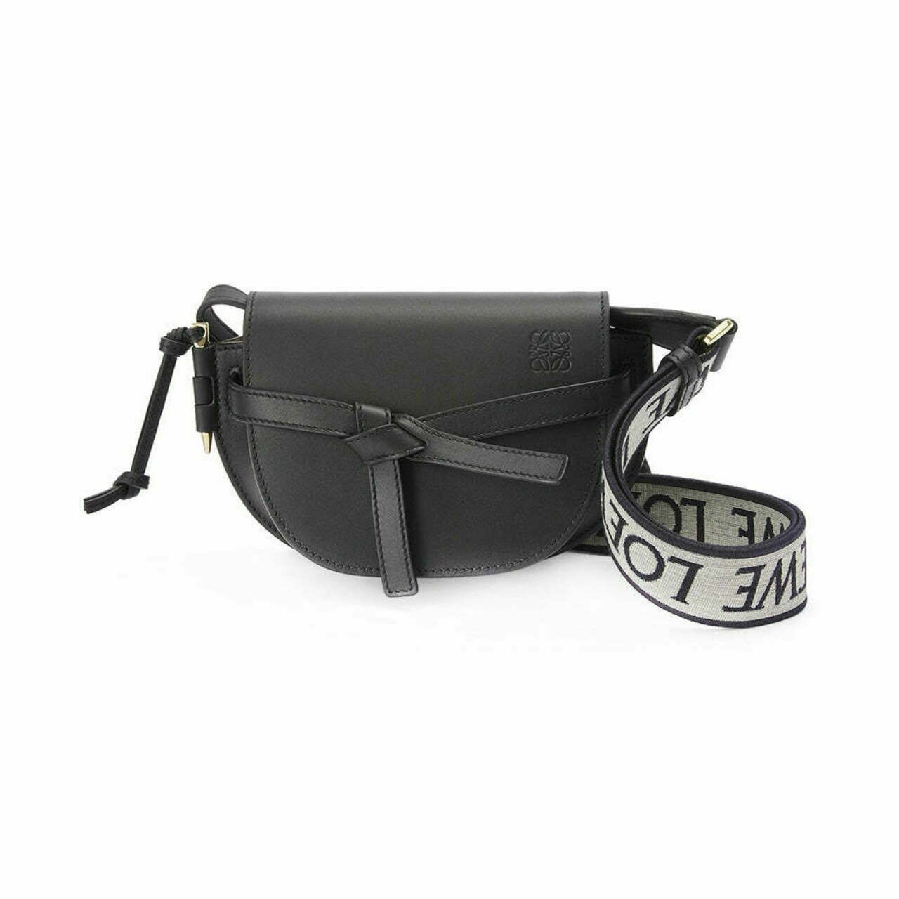 Loewe Mini Gate Dual Bag in Soft Calfskin Jacquard Black