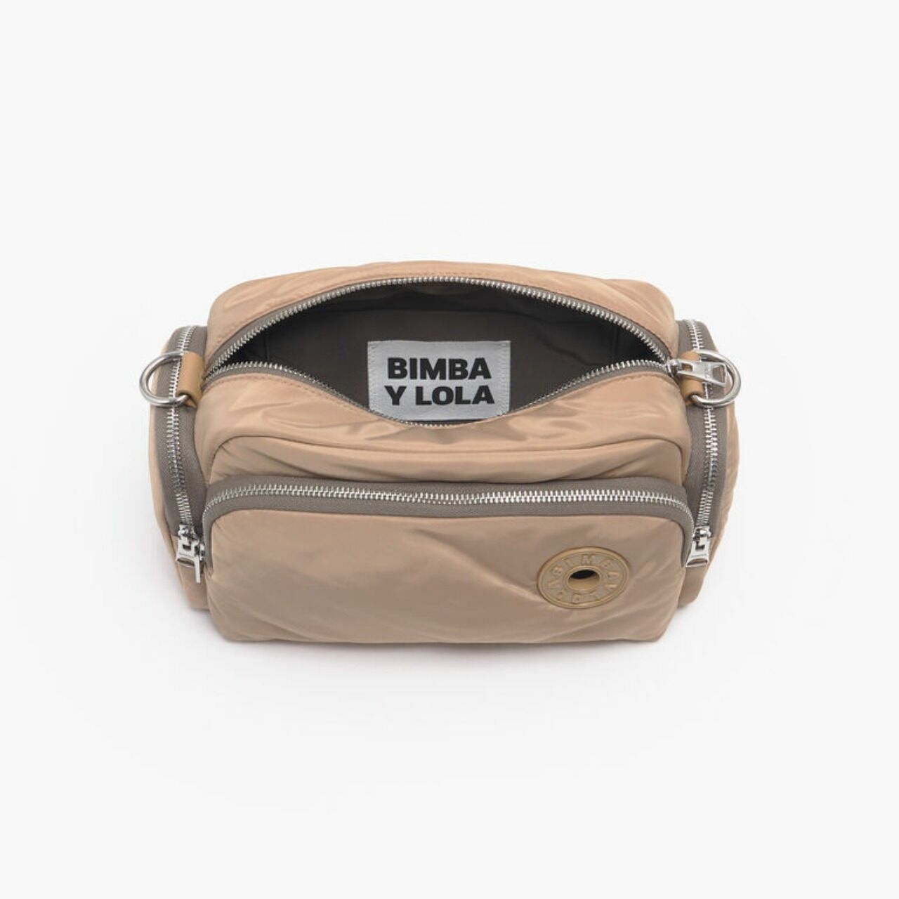 Bimba Y Lola Nylon Shoulder Bag Beige