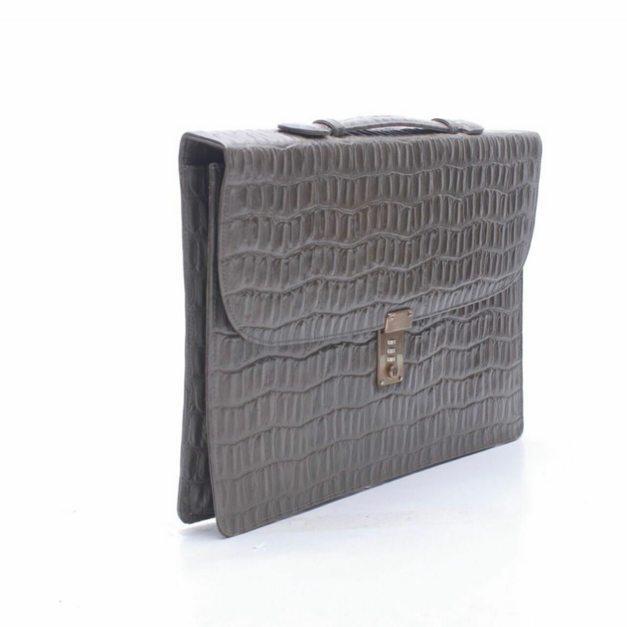 Aigner Grey Leather Embossed Handbag