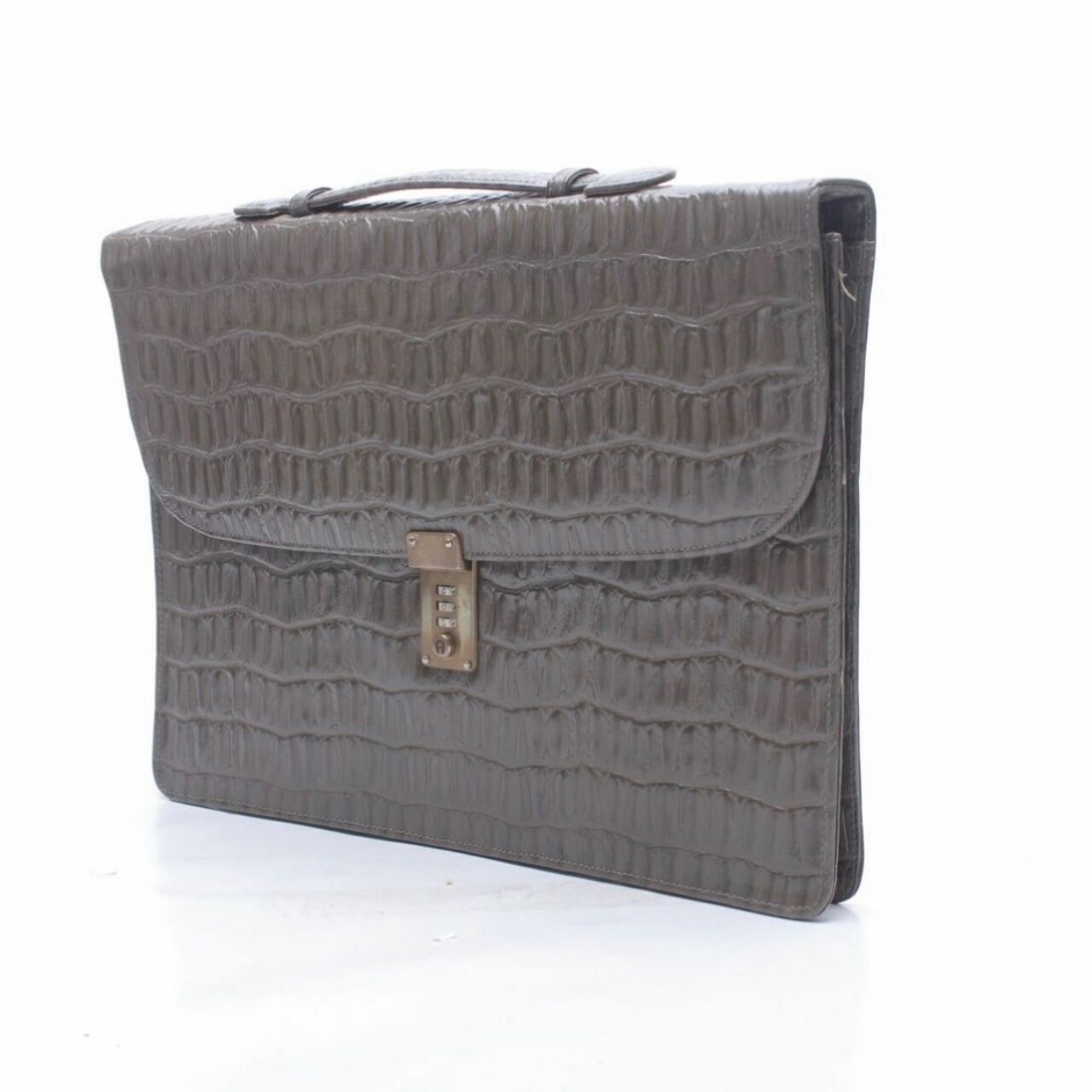 Aigner Grey Leather Embossed Handbag