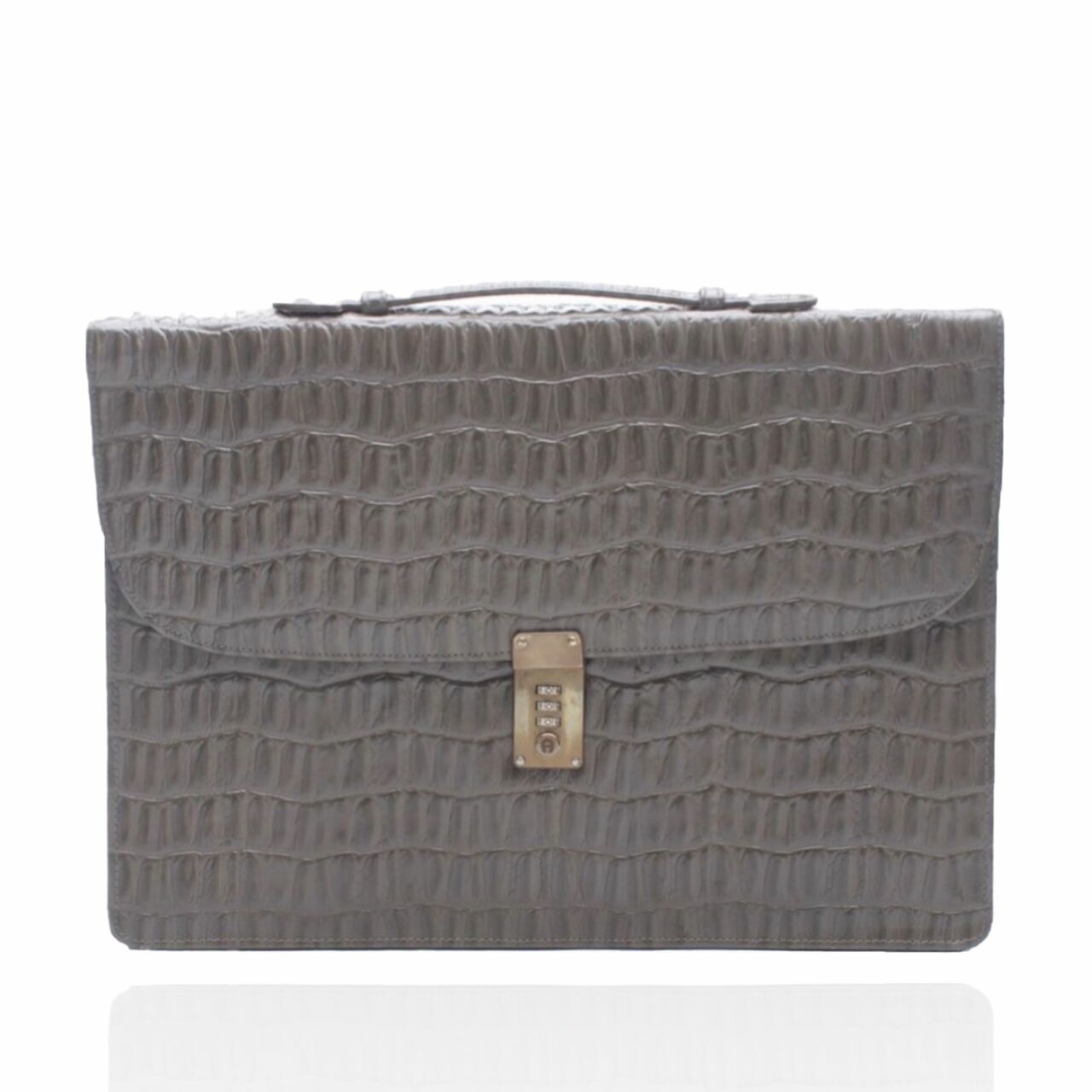 Aigner Grey Leather Embossed Handbag