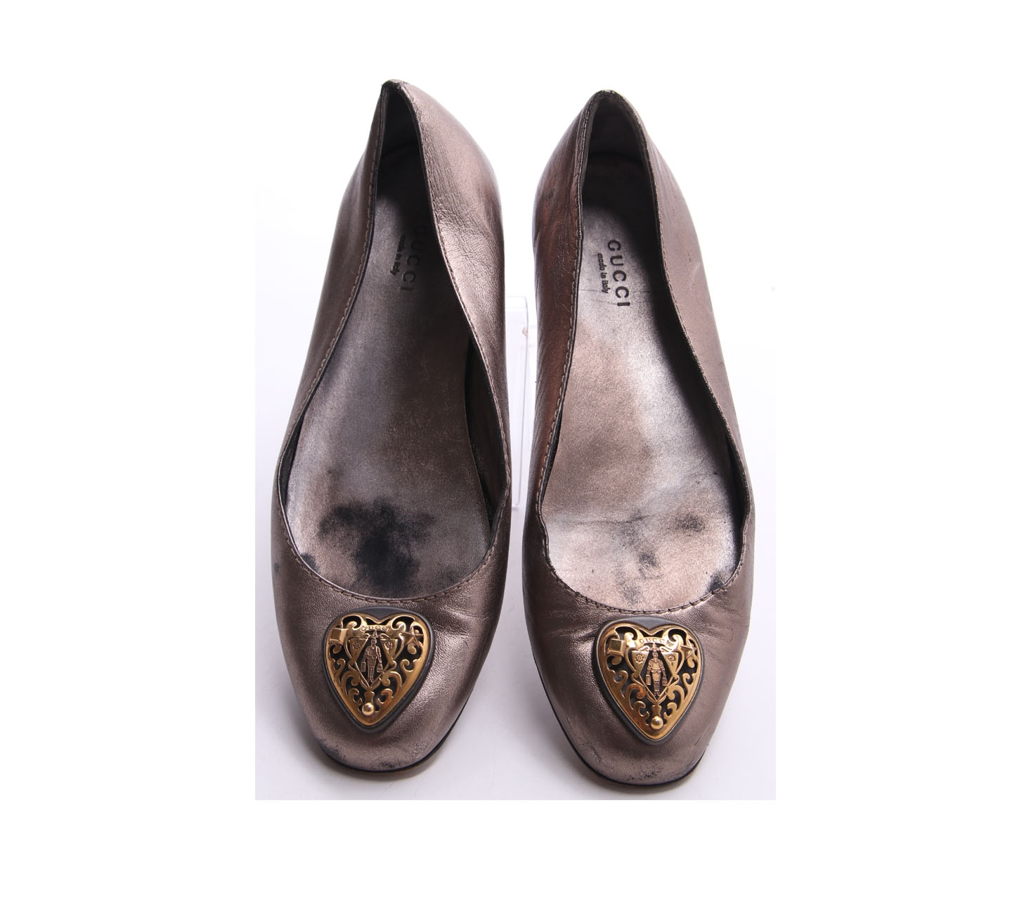 Gucci Bronze Nappa Silk Flats