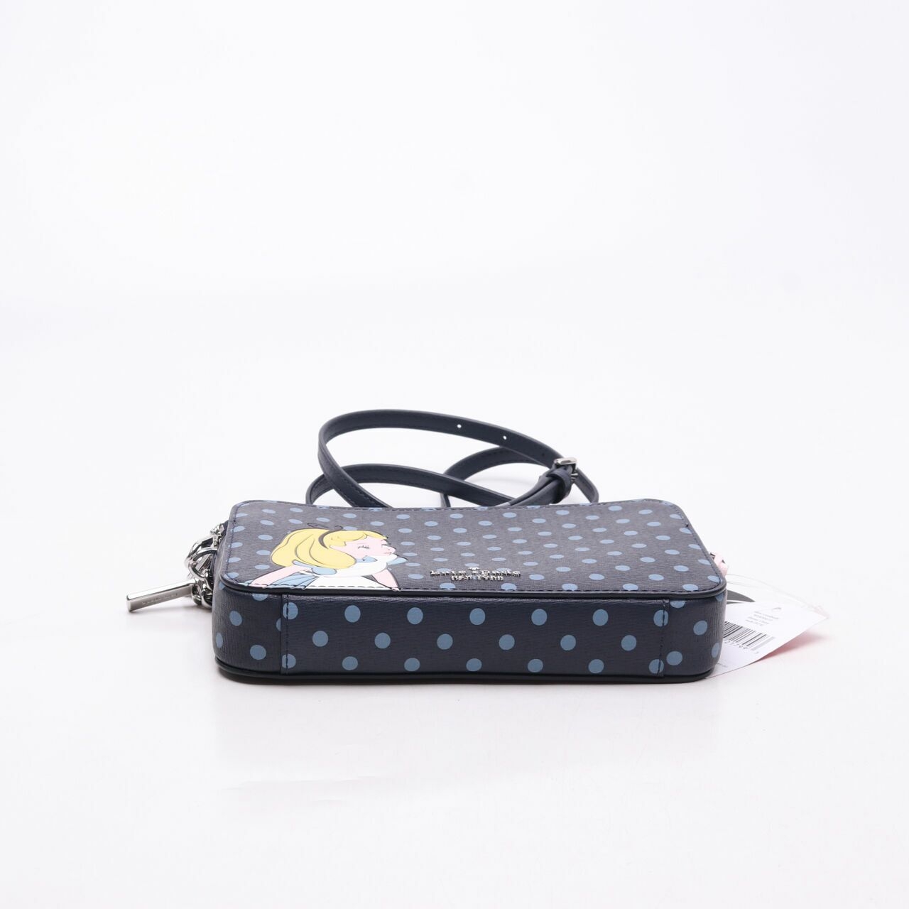 Kate Spade x Disney Alice in Wonderland Double Zipper Navy Polkadots Crossbody Bag