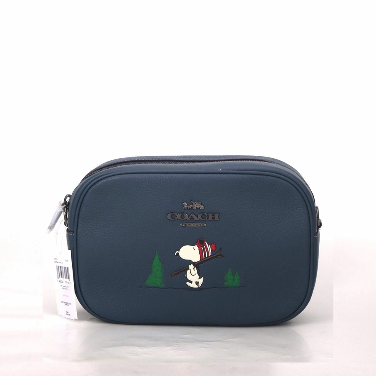 Coach X Peanuts CF305 Jamie Camera Bag With Snoopy Ski Motif Denim Multi Sling Bag