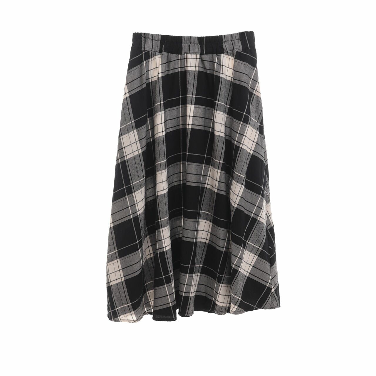 Pomelo. Black Plaid Midi Skirt