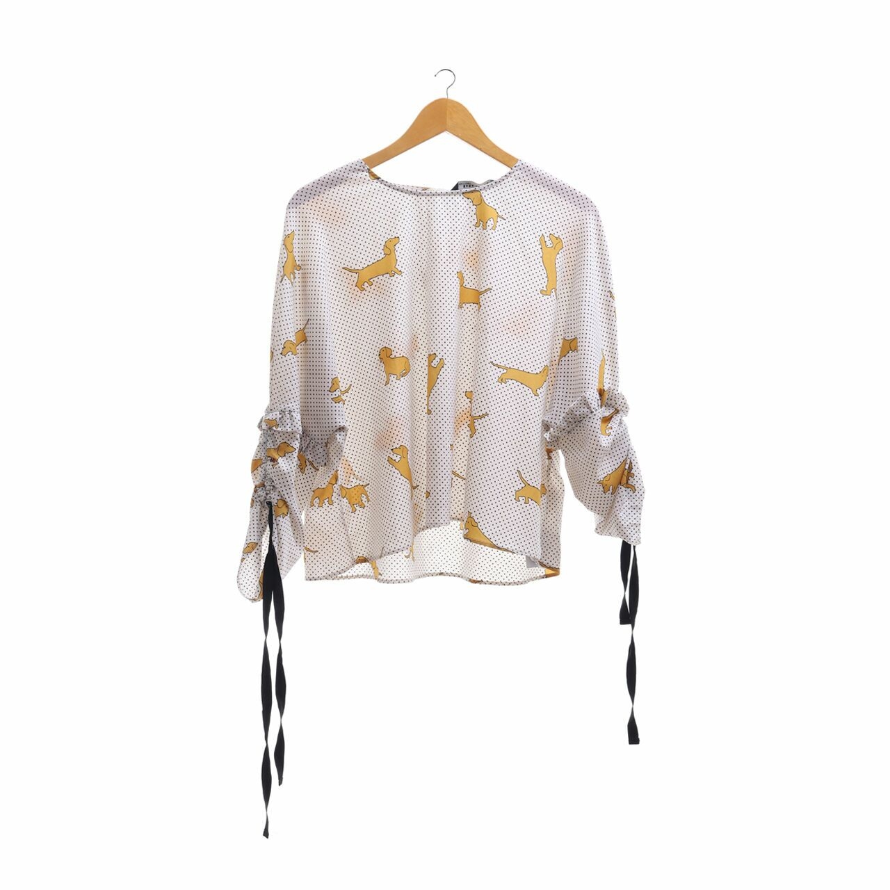 Zara Broken White Printed Blouse