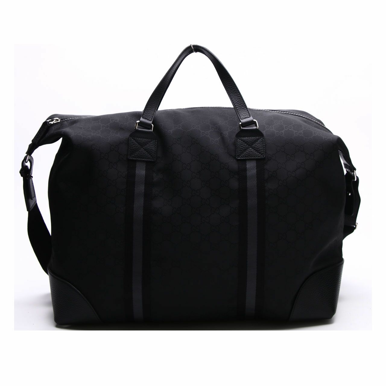 Gucci Duffle GG Canvas Black Nylon Weekend/Travel Satchel Bag