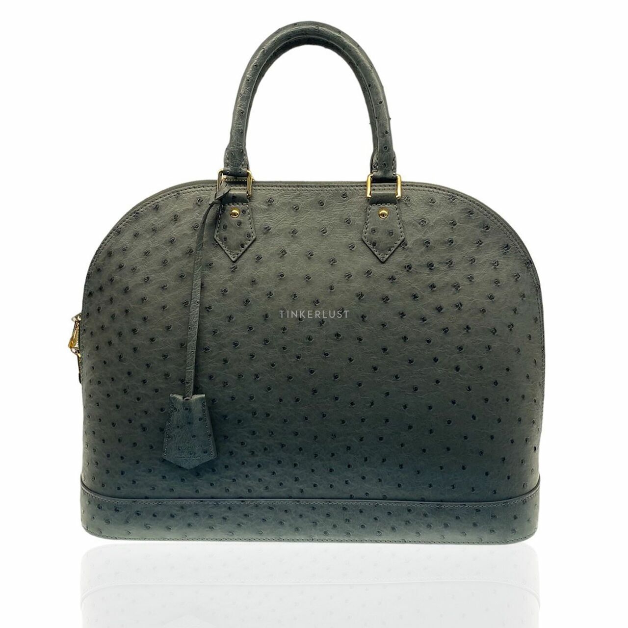 Louis Vuitton Grey Alma Ostrich GM 2021 Rare Limited Edition Handbag